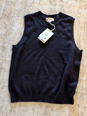 Sleeveless  Knit Sweater Vest - Navy